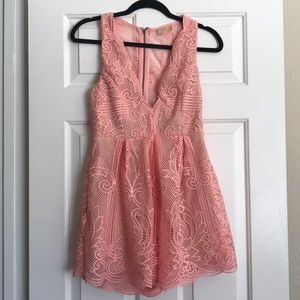 UO Love Triangle - coral lace romper size M